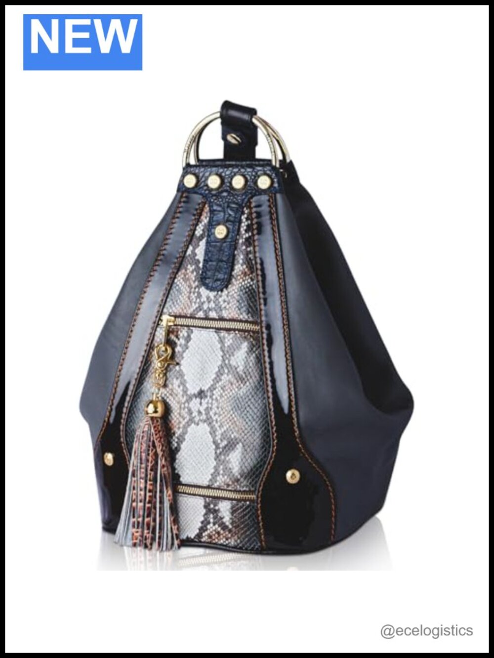 Designer Backpack Bucket Purse Sling Python Embossed Leather Tote Handbag